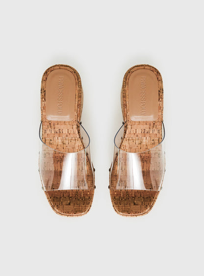 Pale Moonlight Platform Heels Cork / Clear