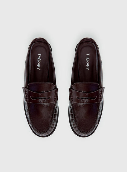 Therapy Atticus Faux Leather Slip On Loafers Cherry