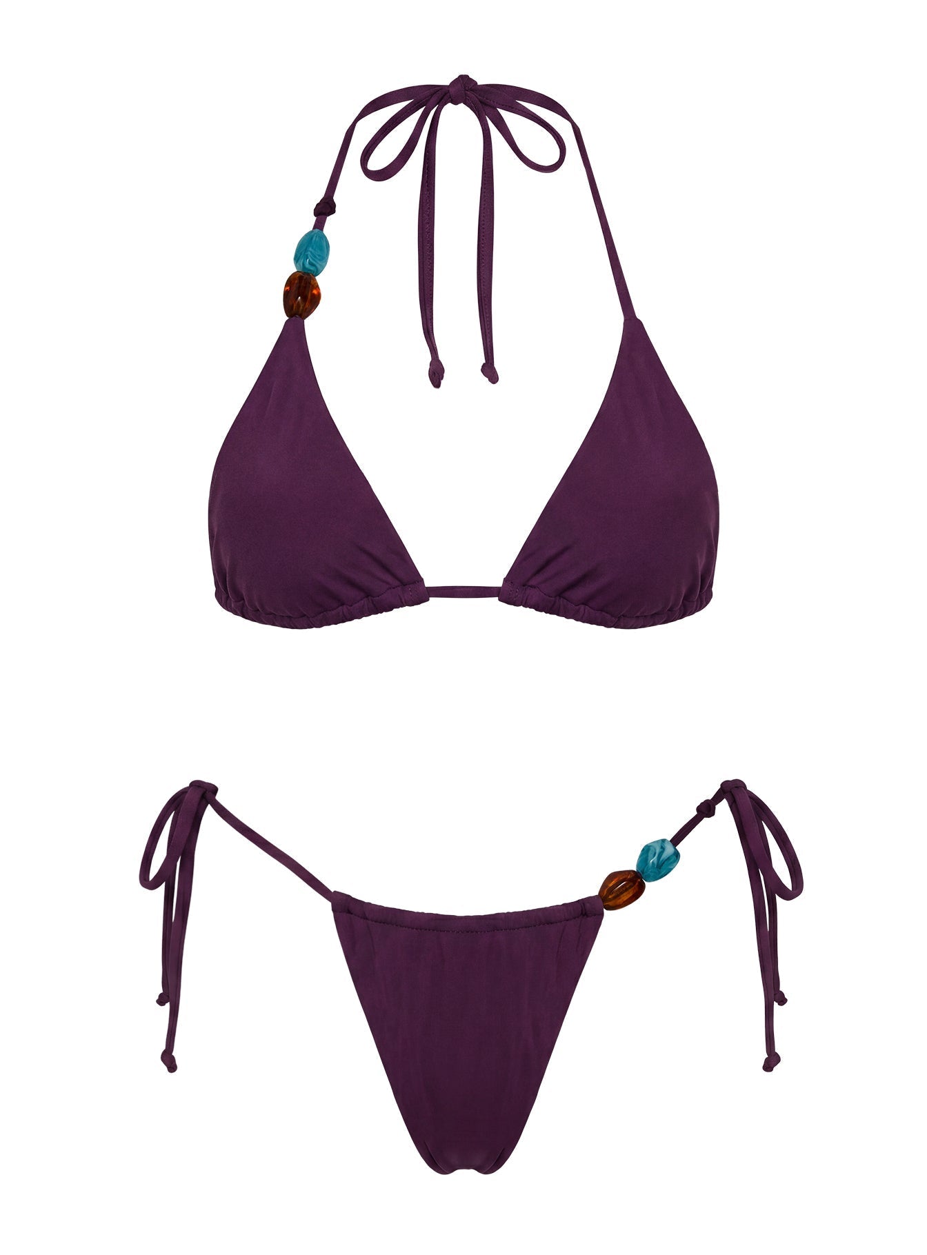 Nevaeh Beaded Triangle Bikini Top Purple