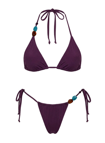 Nevaeh Beaded Triangle Bikini Top Purple