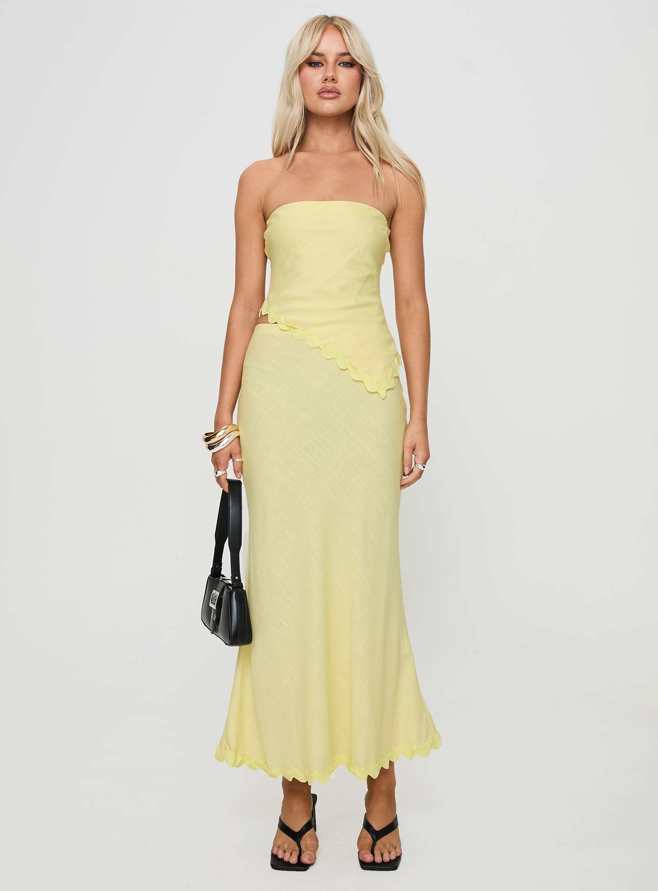 Sunburst Strapless Top Yellow