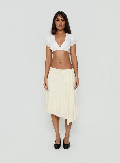 Iselda Draped Midi Skirt Cream