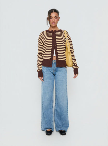 Melancholia Cardigan Brown / Lemon Stripe