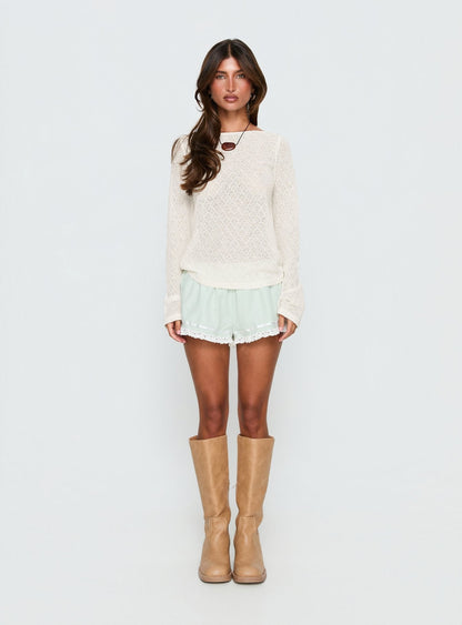 Tuppence Textured Long Sleeve Top Cream