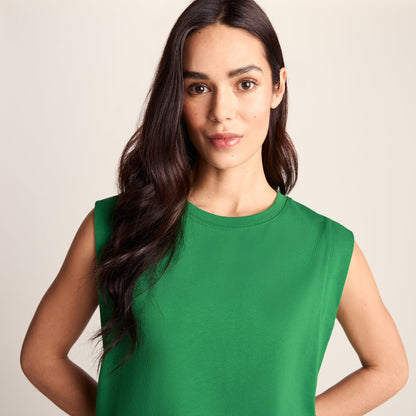 April Womens 100% Cotton Supersoft Boxy Fit Vest - Sage