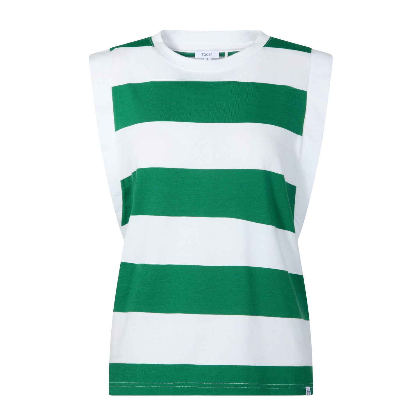Aurelia Womens 100% Cotton Supersoft Boxy Fit Vest - Green Stripe