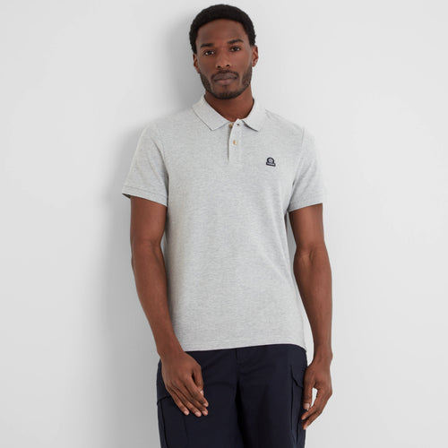 Braunton Mens 100% Cotton Pique Polo Shirt - Light Grey Marl