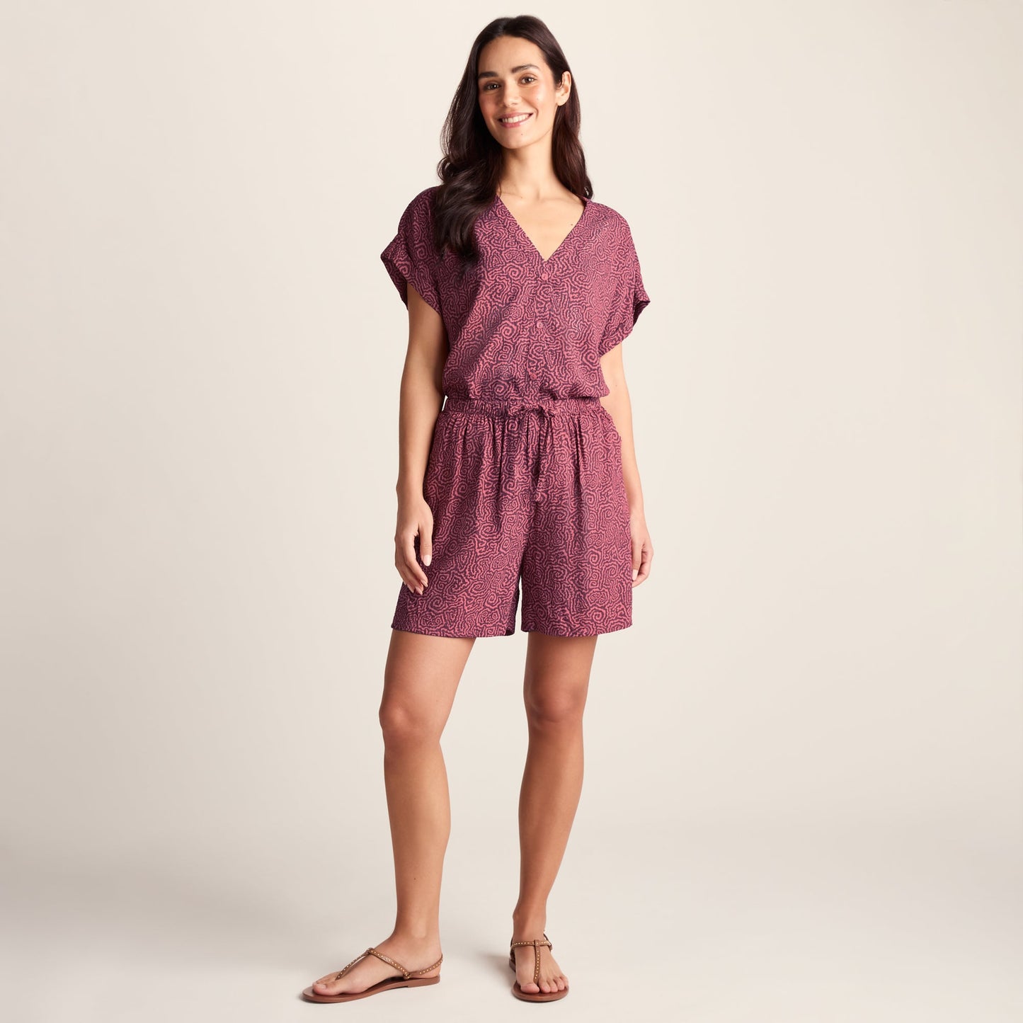 Callie Womens Shorts - Black Raspberry Wiggle Print