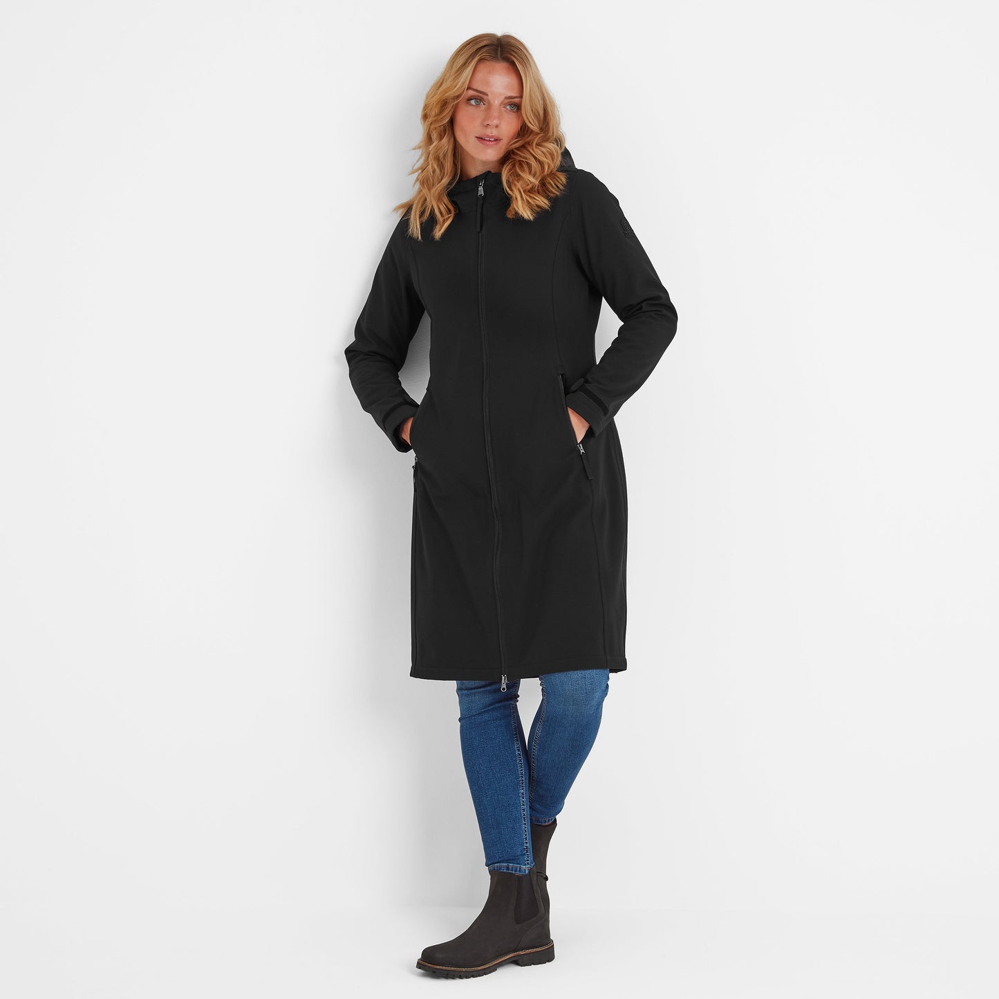 Enya Womens Longline Waterproof Softshell Jacket - Black