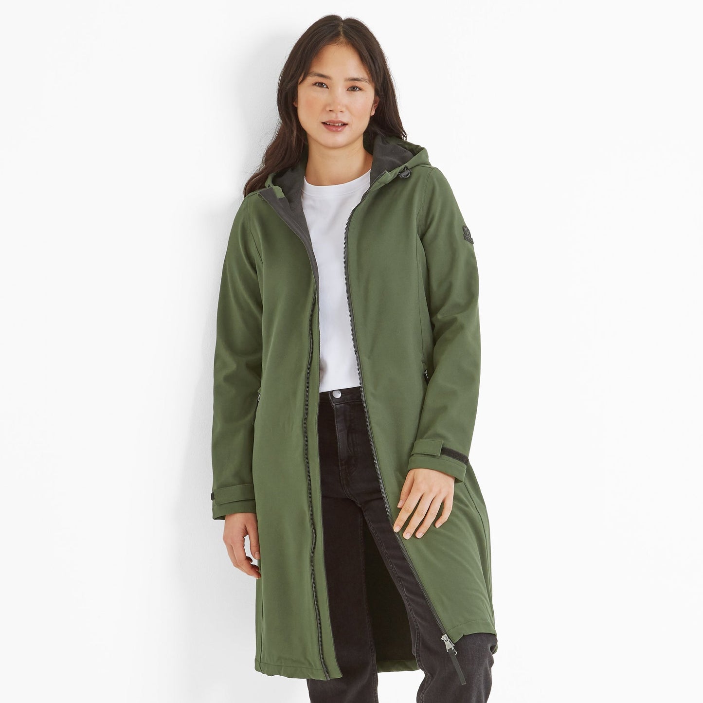 Enya Womens Longline Waterproof Softshell Jacket - Dark Green