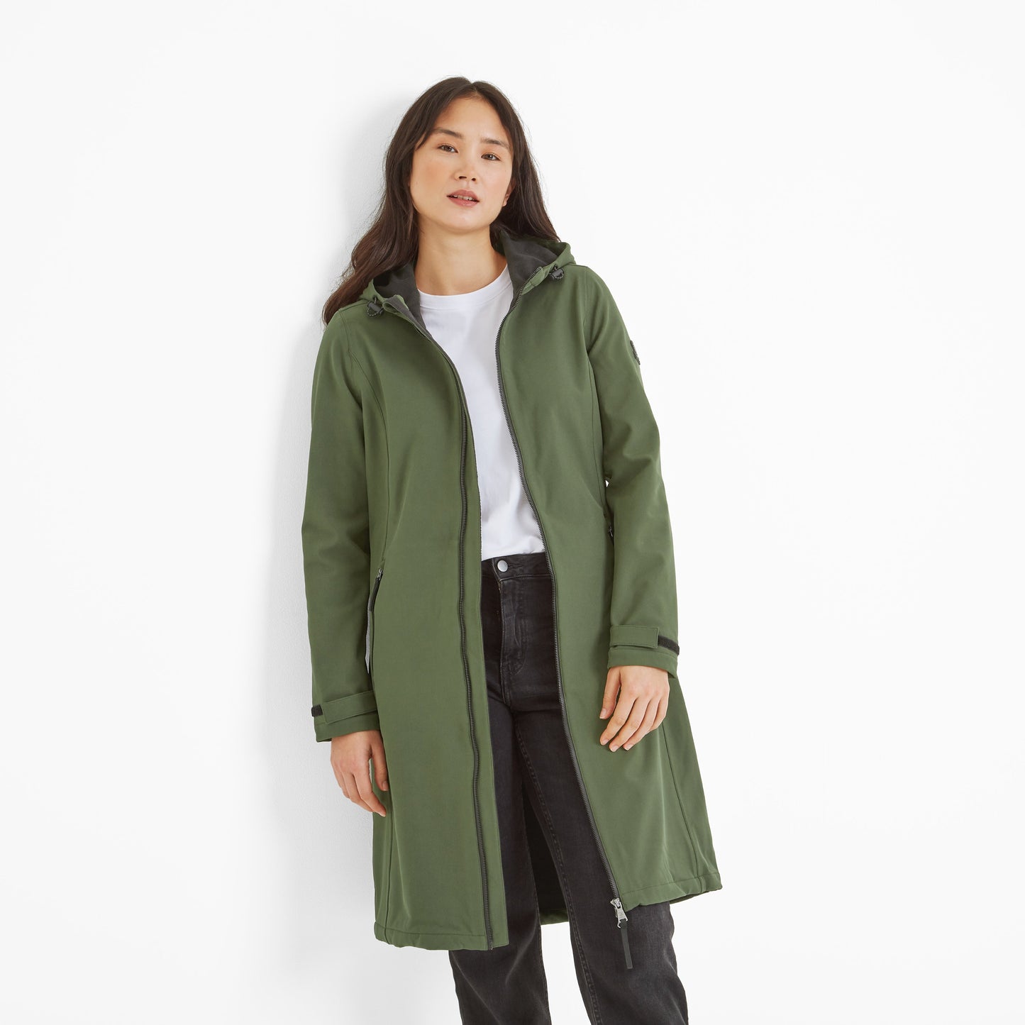 Enya Womens Longline Waterproof Softshell Jacket - Dark Green