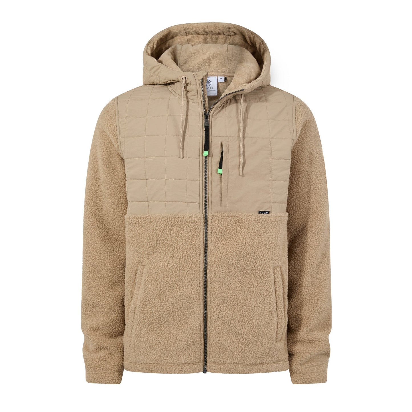 Hare Mens Padded Sherpa Hooded Jacket - Light Sand