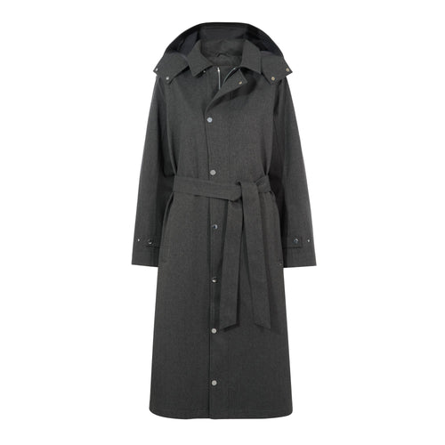 Jemima Womens Waterproof Longline Belted Trench Coat - Charcoal Melange