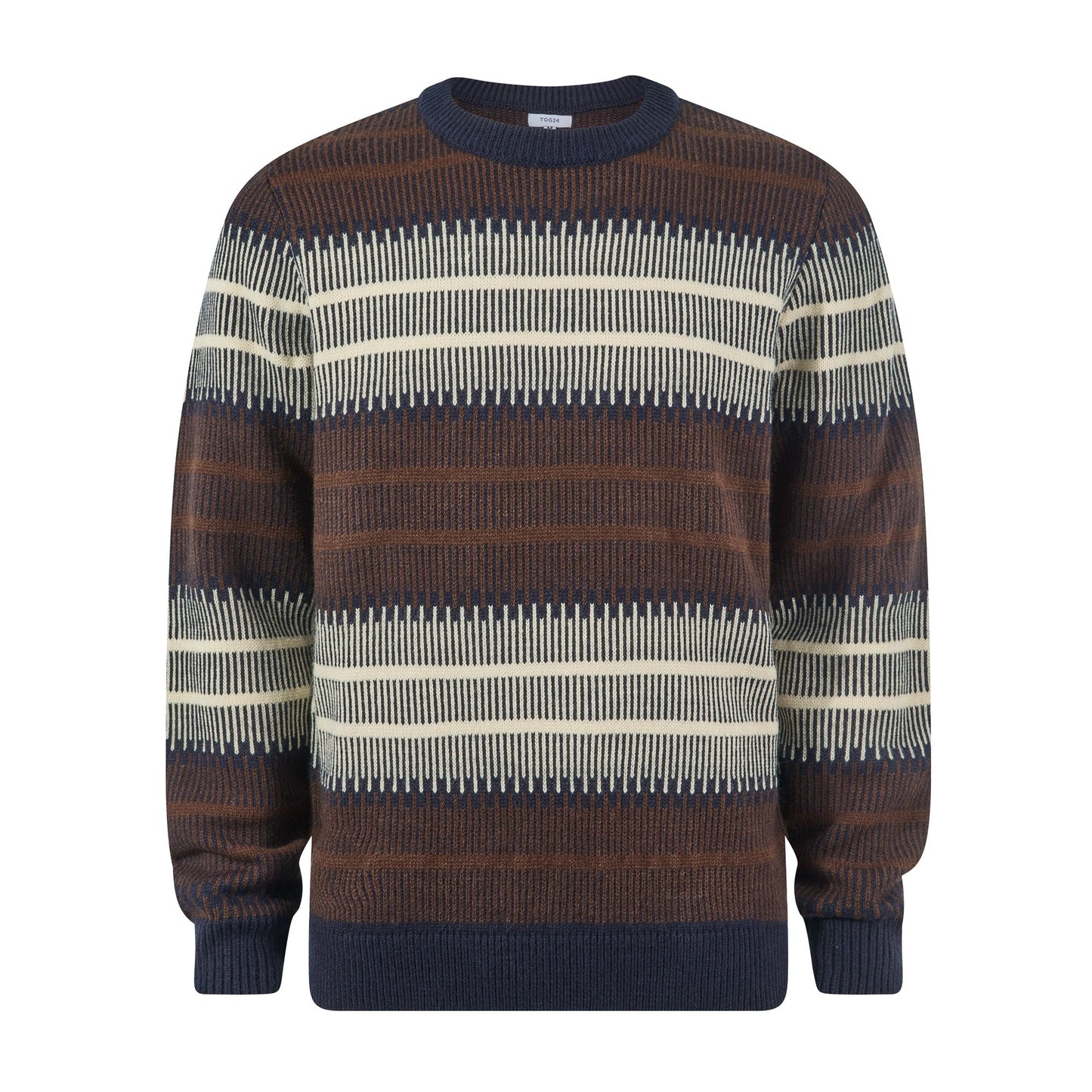 Milo Mens Fairisle Inspired Crew Knit Jumper - Deepest Blue Fairisle