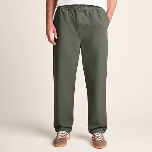 Nelson Mens Relaxed Fit 100% Cotton Heavyweight Straight Leg Trousers - Faded Khaki