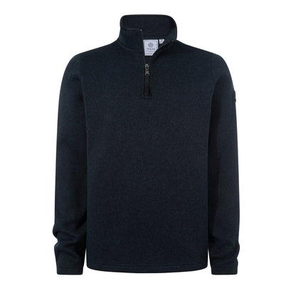 Pearson Mens Knitlook Quarter Zip Fleece - Dark Indigo Marl