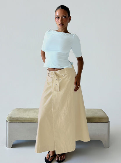 True Visions Belted Maxi Skirt Sand