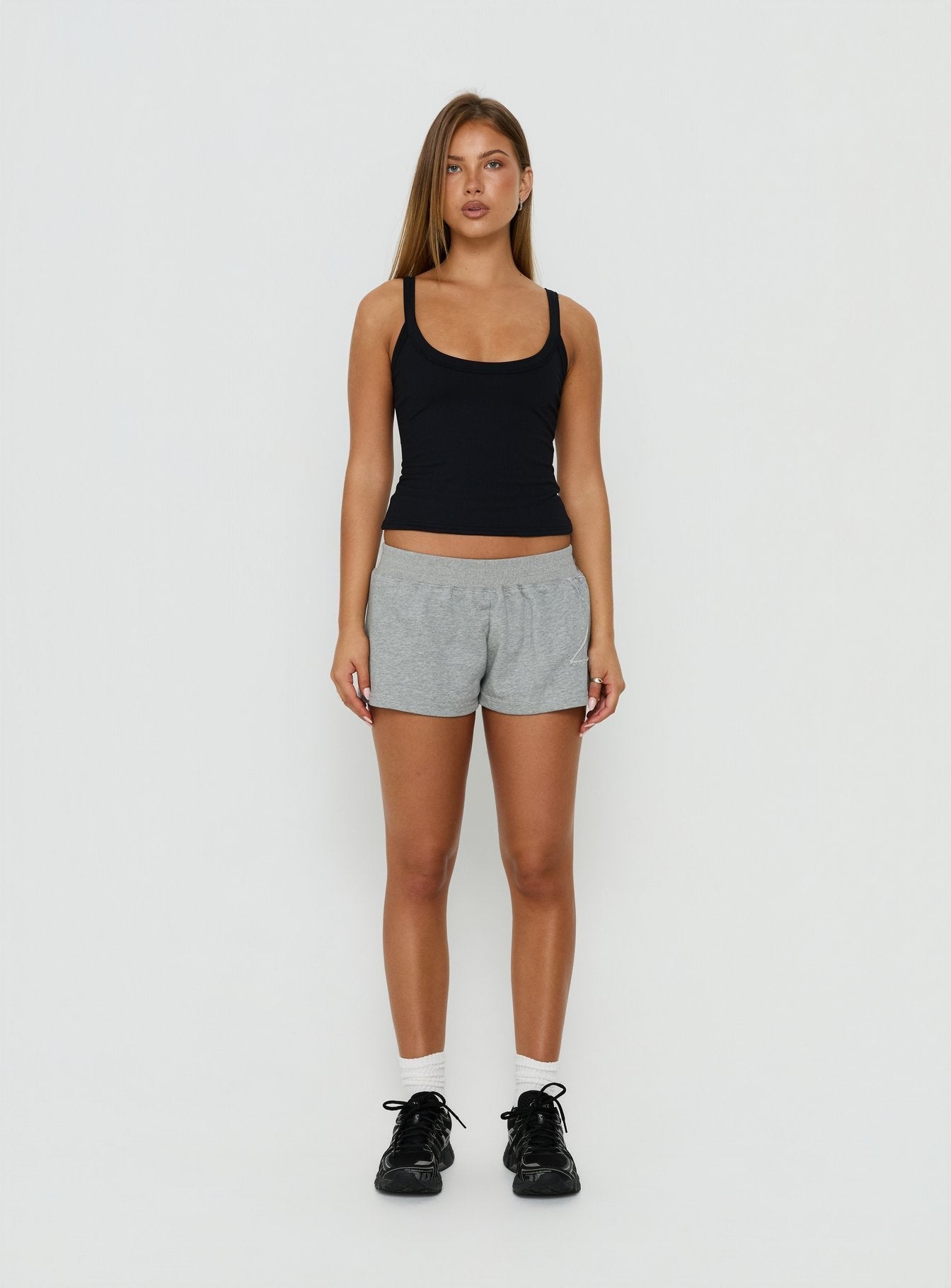 Kohdie Applique Fleece Micro Shorts Grey Marle