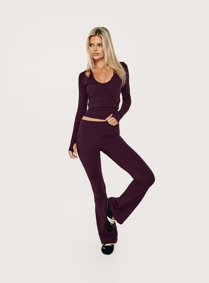 Pirouette Active Wrap Top Plum