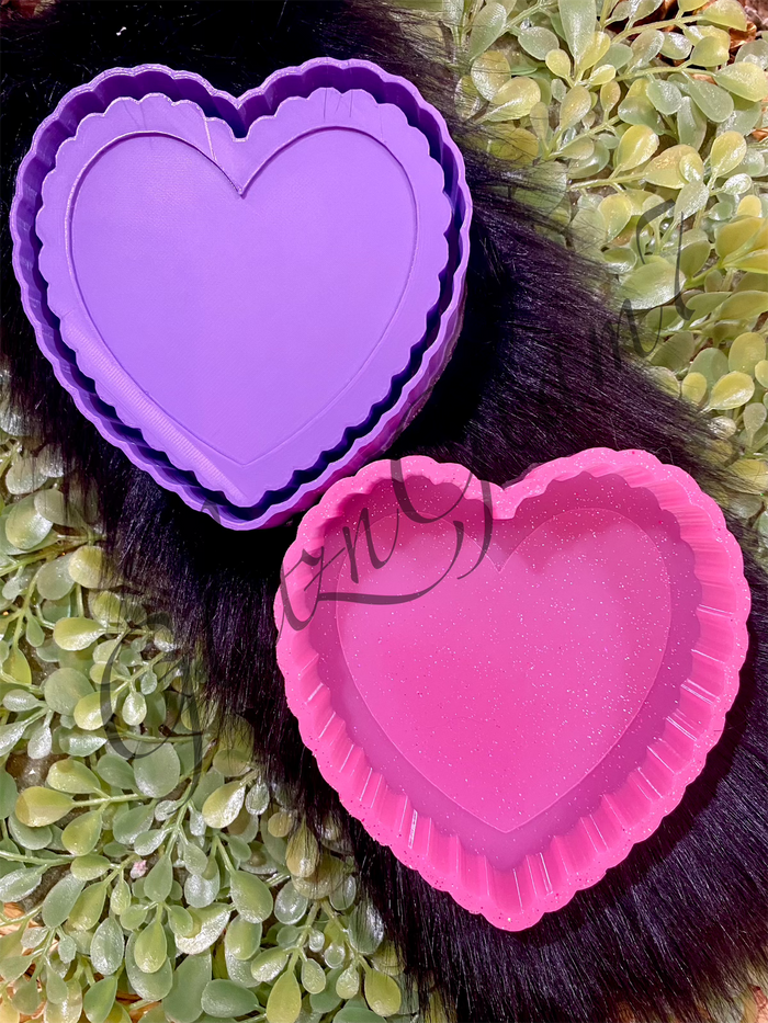 Heart w/ Scalloped Edge * Cardstock Option* Silicone Mold