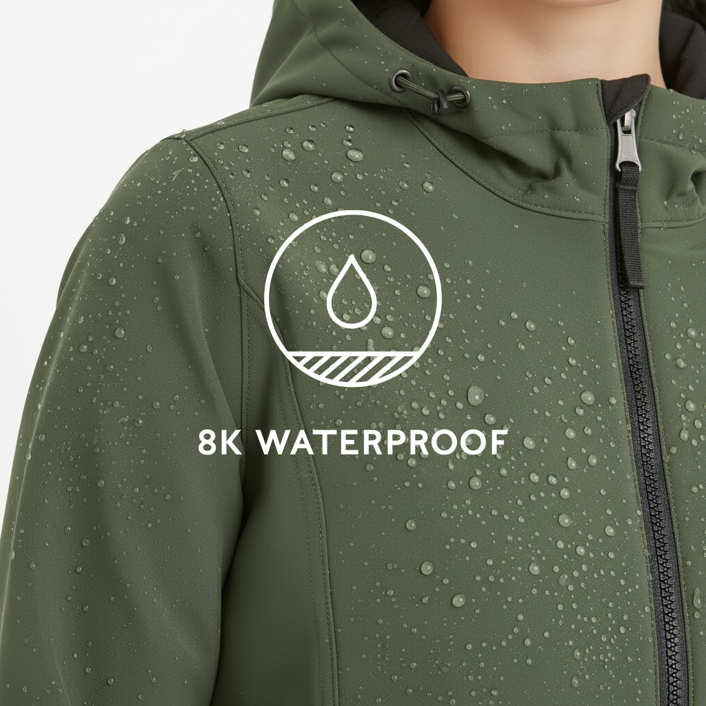 Enya Womens Longline Waterproof Softshell Jacket - Dark Green