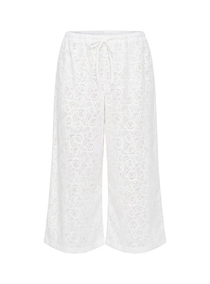 Kiss Me Quick 3/4 Lace Drawstring Pants White