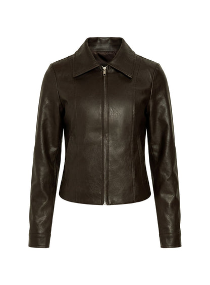 Palomino Fitted Faux Leather Jacket Brown