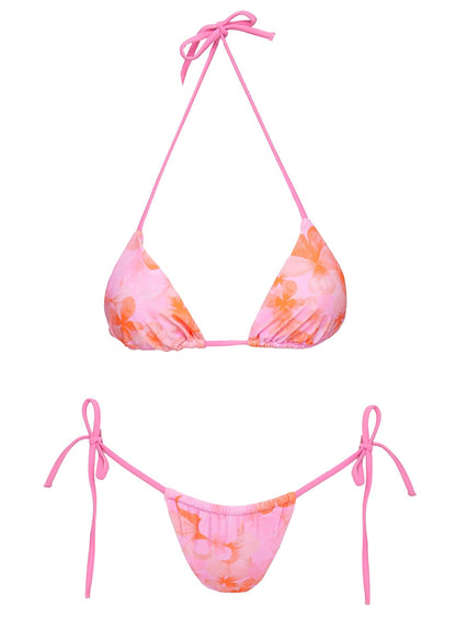 Jenner Tie Side Ruched Bikini Bottom Pink Floral