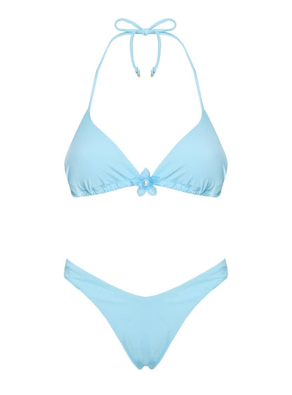 Jenner Triangle Hardware Bikini Top Blue