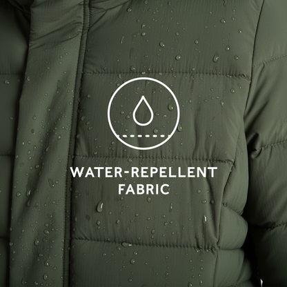 Kirkham Womens Long Shower Resistant Insulated Jacket - Dark Green