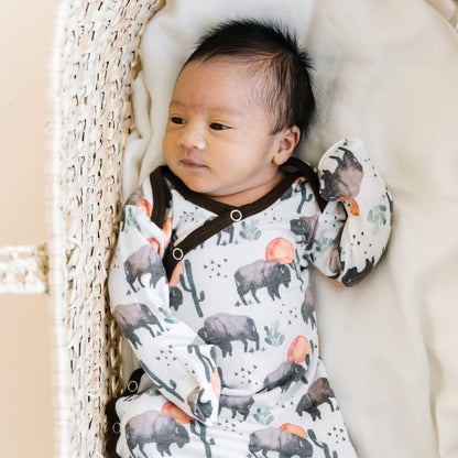 Newborn Knotted Gown - Bison