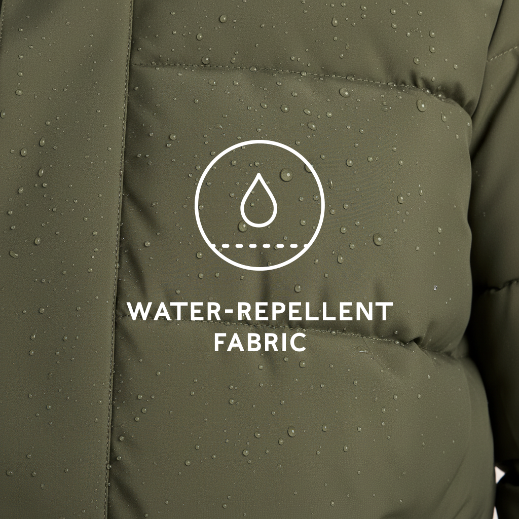 Preece Mens Long Shower Resistant Insulated Jacket - Khaki