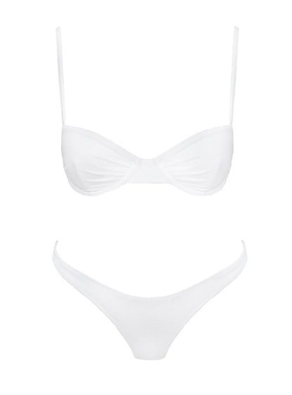 Sadley Underwire Shine Bikini Top White