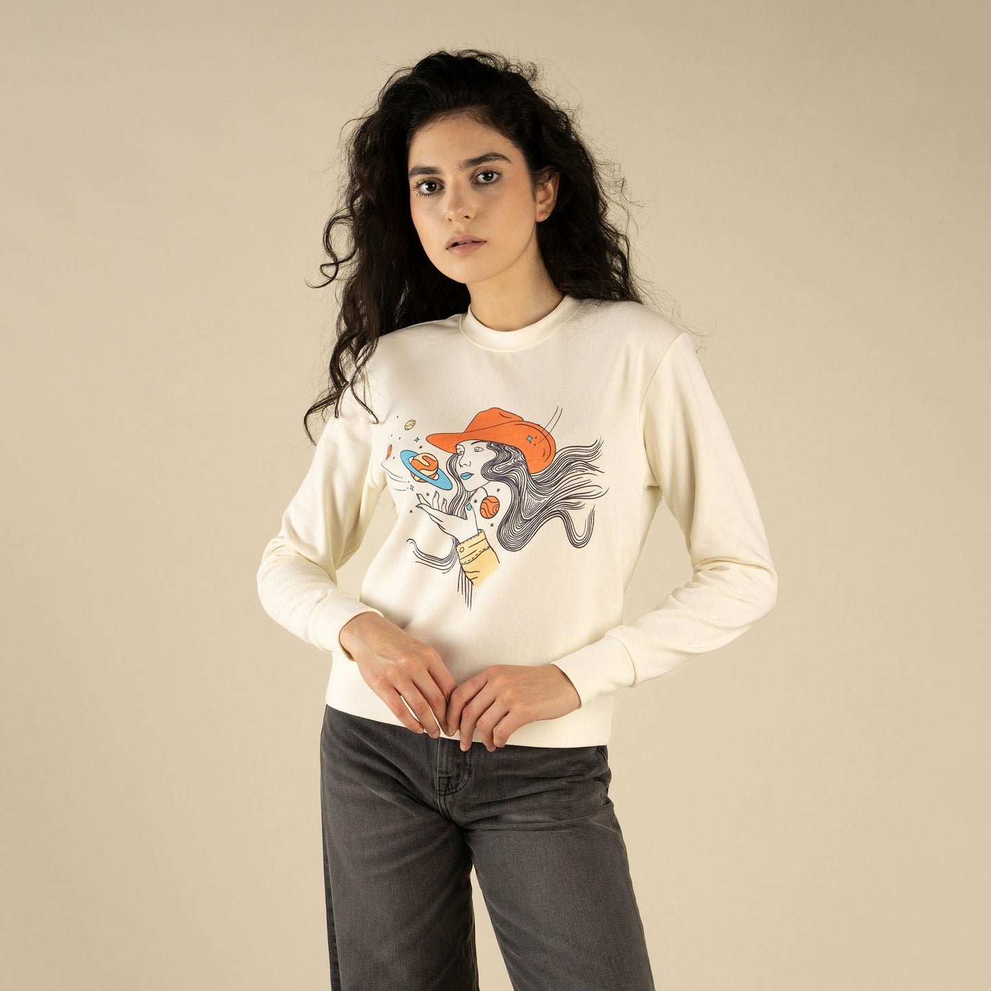 Cosmic Cowgirl Women's Sweatshirt - Vintage White
