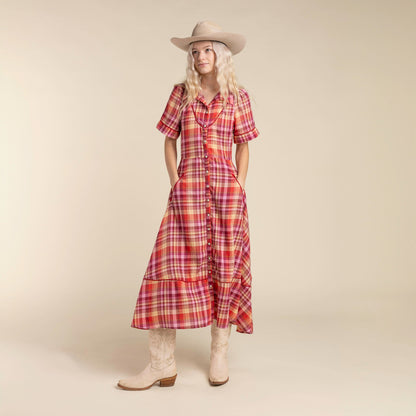 La Dahlia Dress - Rose Plaid