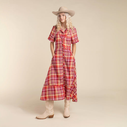 La Dahlia Dress - Rose Plaid