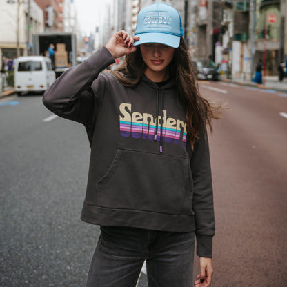 Retro Logo Crop Hoodie - Vintage Black