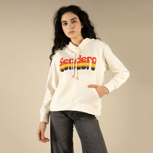 Retro Logo Crop Hoodie - Vintage White