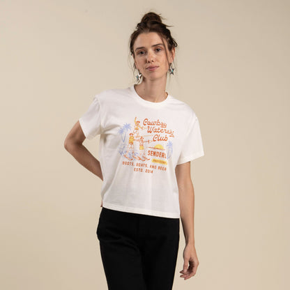 Cowboy Waterski Club Boxy Tee - Vintage White