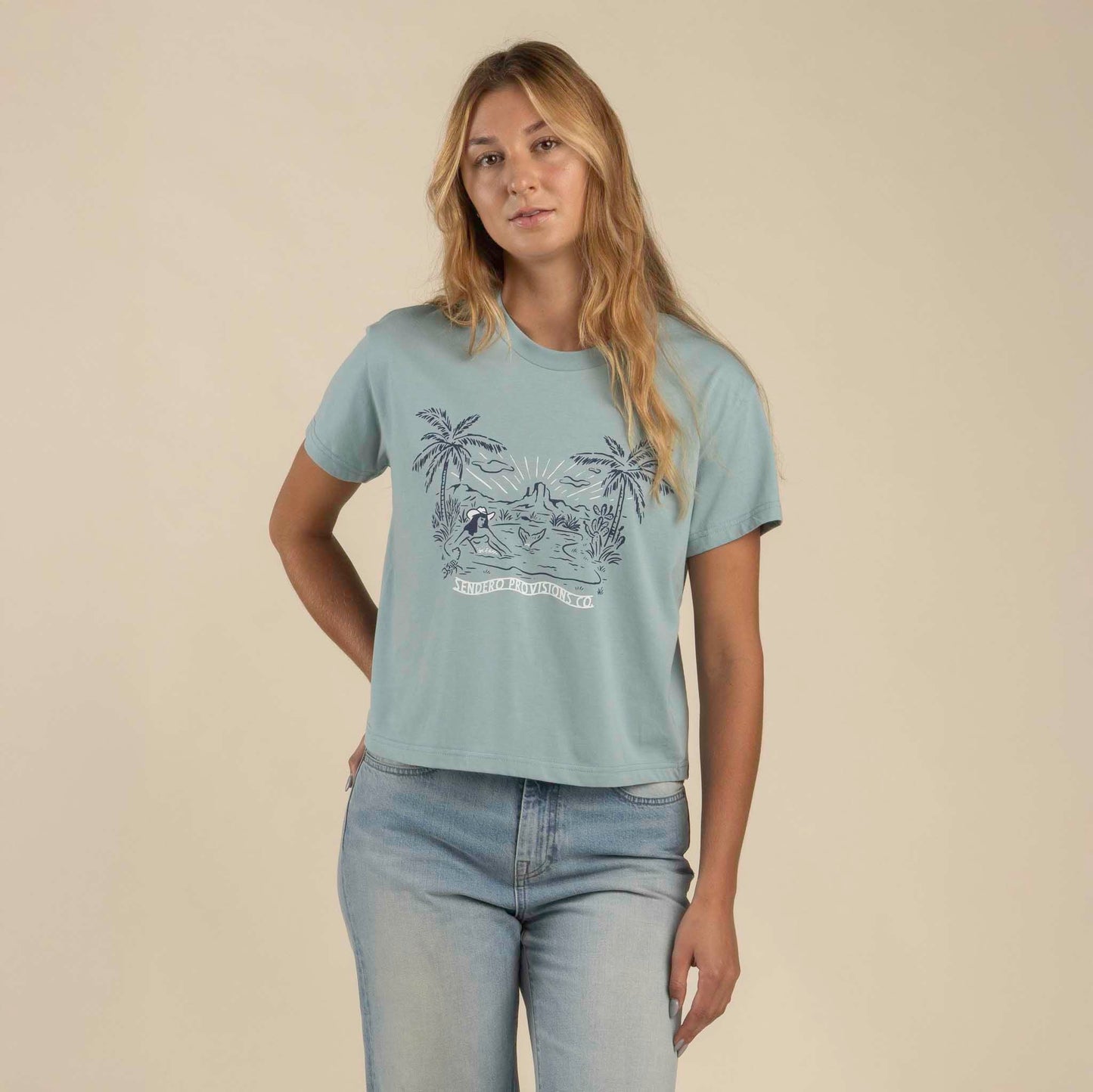 Mirage Boxy Tee - Sterling Blue