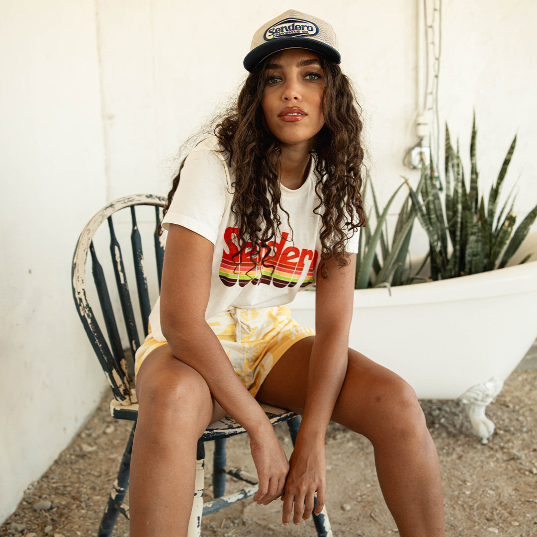 Retro Logo Boxy Tee - Vintage White/Red Print