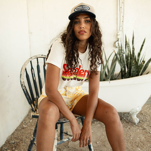 Retro Logo Boxy Tee - Vintage White/Red Print