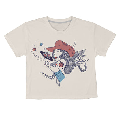 Cosmic Cowgirl Boxy Tee - Vintage White