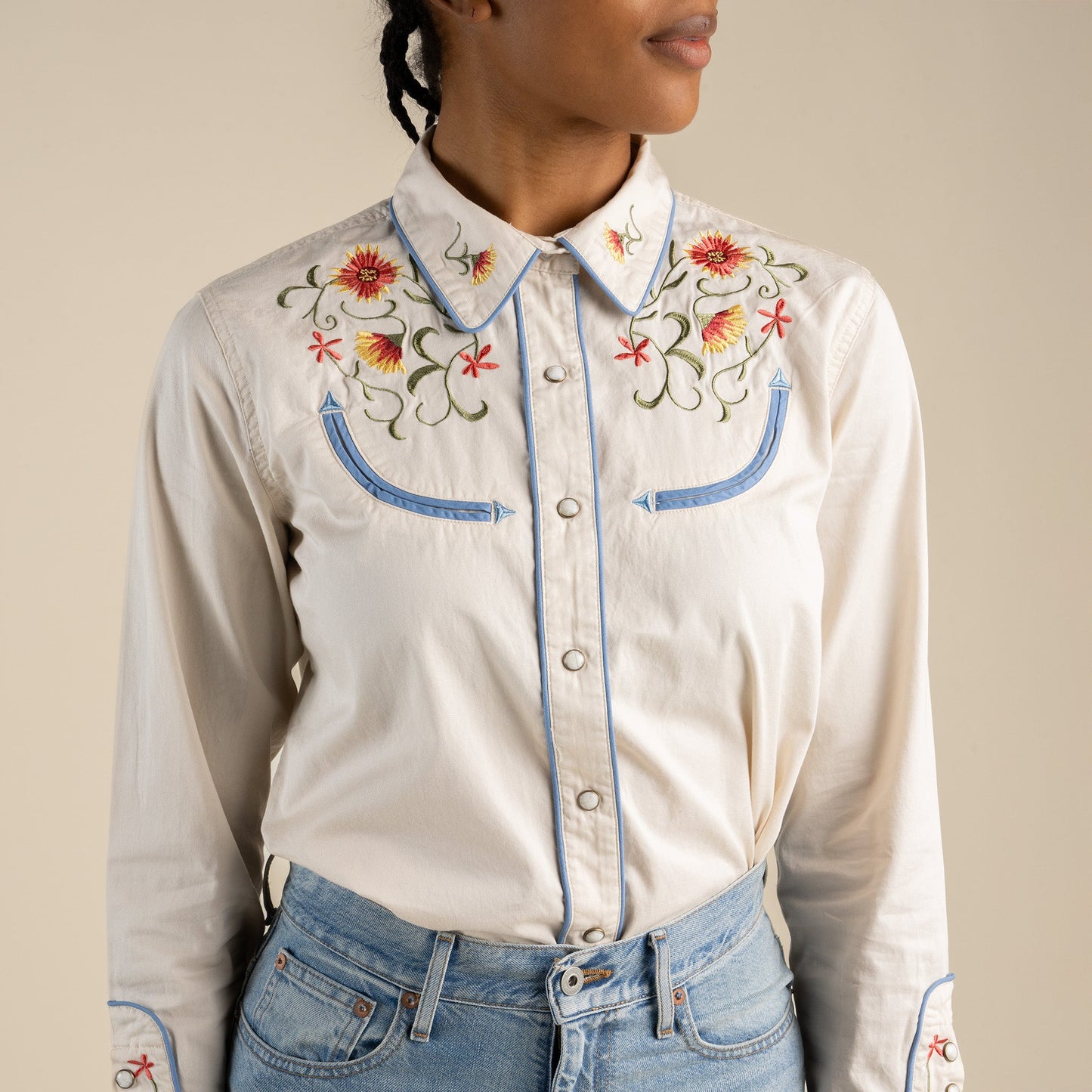 The Betsy Western Shirt - Cream