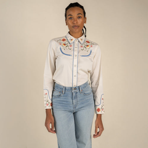 The Betsy Western Shirt - Cream