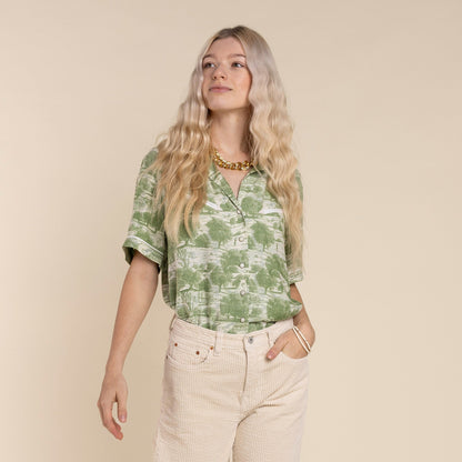 Cheyenne Western Blouse - Mint Green