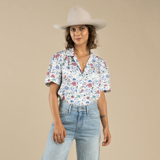 Cheyenne Western Women's Blouse - White Floral