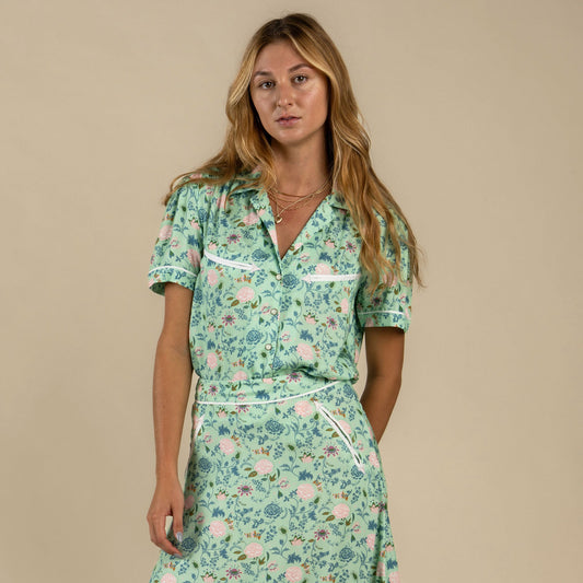 Cheyenne Western Women's Blouse - Mint Floral