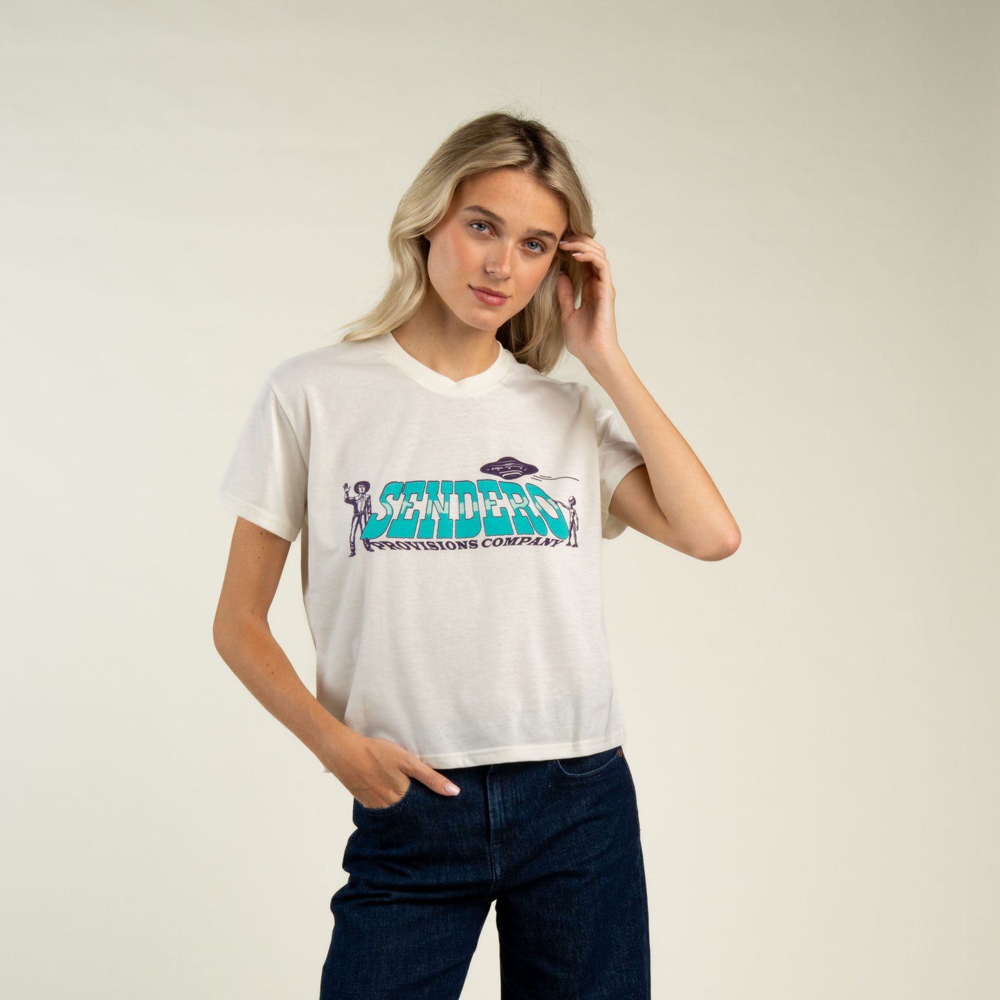 Cowboy Lift Off Boxy Tee - Vintage White