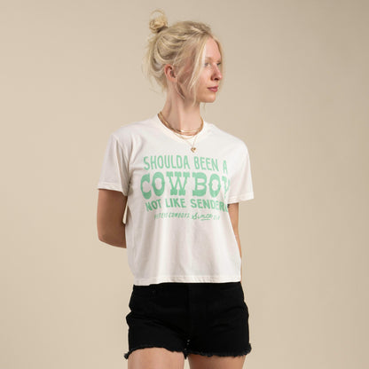 Shoulda Been A Cowboy Boxy Tee - Vintage White